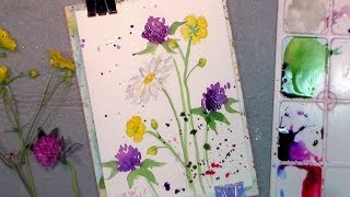 How to paint wildflowers in watercolor easy tutorial [upl. by Milewski]