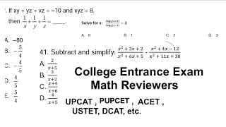 College Entrance Exam Math Reviewer Part 4 UPCAT PUPCET USTET ACET DCAT etc [upl. by Renell]