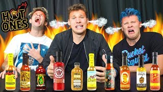 How SPICY Are Hot Ones Spicy Wings  Trying all Hot Ones Sauces [upl. by Jackie]