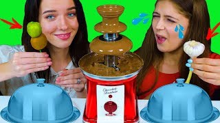 ASMR CHOCOLATE FOUNTAIN FONDUE CHALLENGE  EATING SOUNDS LILIBU [upl. by Drofkcor]