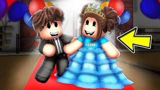 Baby Brooks FIRST SCHOOL DANCE In Roblox Brookhaven [upl. by Melamed814]