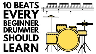 10 Drum Beats EVERY Beginner Drummer Should Learn  Sheet Music [upl. by Arretal]