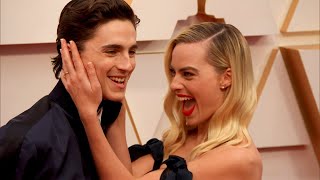 Timothee Chalamet Photobombs Margot Robbie [upl. by Thorrlow]