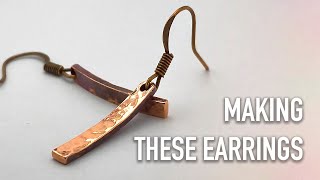 Making Hammered Copper Earrings  Jewelry Making [upl. by Frere497]