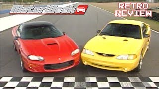 1998 Mustang Cobra Vs Camaro Z28 SS  Retro Review [upl. by Castro]