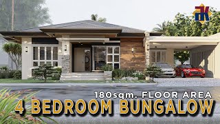 HOUSE DESIGN 4 Bedroom Bungalow  180sqm  Exterior amp Interior Animation [upl. by Ellerol890]