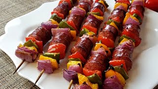 How to Make Sausage amp Peppers Kabobs in the oven [upl. by Gus]