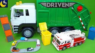 Driven by Battat Recycling Truck Mini Pocket Series 1 Surprise Cars Lights Sounds Fire Truck Toys [upl. by Leach885]