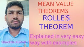 ROLLES THEOREM IN TELUGU statement and Problems [upl. by Arabelle875]