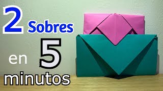 Cómo hacer un sobre para carta l 2 sobres de papel rápidos y sencillos l Aprende en 5 minutos [upl. by Furlong]