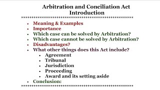 Arbitration and Conciliation Act 1996 lecture  Introduction [upl. by Negiam938]