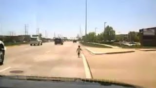 Cop Rescues Toddler Wandering Along Illinois Highway [upl. by Helali]