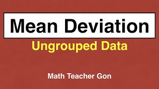 Mean Deviation of Ungrouped Data  Statistics [upl. by Esinehc]