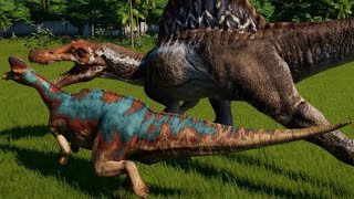 Spinosaurus vs All Hadrosaurs Including Olorotitan  Jurassic World Evolution 1080p 60FPS [upl. by Dichy]