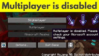 Fix minecraft multiplayer is disabled please check your microsoft account settings [upl. by Adnopoz]