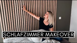 Low Budget DIY Lattenwand  Slatwall selber machen amp IKEA Bett Hack  Schlafzimmer MAKEOVER [upl. by Abrahams]