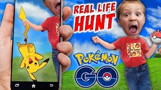 Pokemon GO Hunting in Real Life w FGTEEV Boys Shawn Gotta Gun Part 1 Smartphone Gameplay [upl. by Homerus]