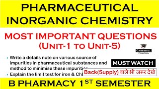 pharmaceutical inorganic chemistry 1 semester important questions  b pharma 1 sem  Carewell Pharma [upl. by Nitsreik184]