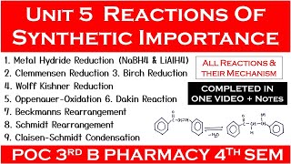 Unit 5 Reactions of synthetic importance complete  pharmaceutical organic chemistry 4th semester [upl. by Aleahs]