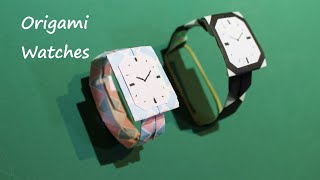 父の日折り紙【腕時計】折り方｜ 輪ゴムで装着する作り方も Fathers Day Origami WatchHow to make it with a rubber band [upl. by Axia]