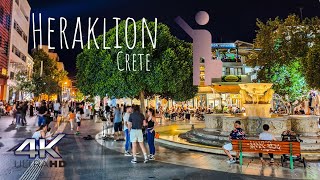 Heraklion Crete Greece 🇬🇷  Virtual Night City Tour 4K [upl. by Mattox744]