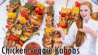 EASY Juicy Chicken Kabobs Recipe With Peppers Onion amp Zucchini [upl. by Lemmuela899]