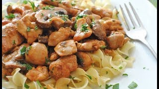 CREAMY MUSHROOM CHICKEN STROGANOFF RECIPE  Gregs Kitchen [upl. by Nayarb893]