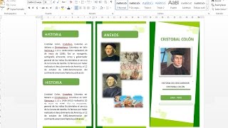 Como crear un tríptico en word 2013  2016 [upl. by Ilahtan]