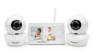 Video Baby Monitor by Babysense  43quot Split Screen Two PAN amp TILT Cameras Adjustable Night Light [upl. by Anissa]