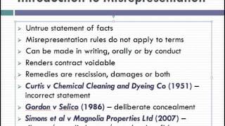 Misrepresentation Lecture 1 of 4 [upl. by Nivrad]