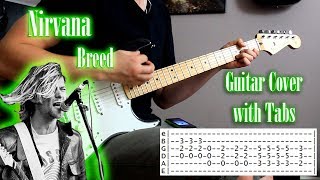 Nirvana  Breed  Guitar cover with tabs [upl. by Yattirb8]