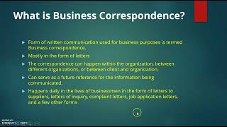 Business Correspondence Part 1 [upl. by Kara-Lynn439]