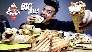 SHAWARMA HUT Cheesy chicken shawarma tandoori chicken Pita and sandwiches MUKBANG  Akshanshu Aswal [upl. by Charline]