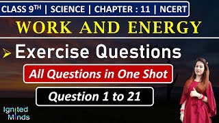 Class 9th Science Chapter 11  Back Exercise Questions Q1 to Q21  Work and Energy  NCERT [upl. by Ativad]