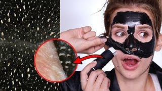 BLACKHEAD PEELOFF MASK UNDER A MICROSCOPE ew omg satisfying [upl. by Ttik]