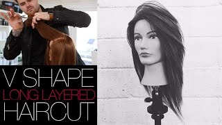 VSHAPED HAIRCUT  How To Cut A Long Layered V SHAPE Haircut  MATT BECK VLOG 22 [upl. by Annavaig]