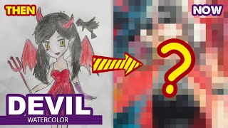 How to draw Devil Girl  Then and Now l Huta Chan [upl. by Alyn]