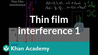 Thin Film Interference part 1  Light waves  Physics  Khan Academy [upl. by Nairam]