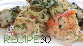 Garlic Linguine Pasta with Shrimp or Prawns [upl. by Ahsienar]