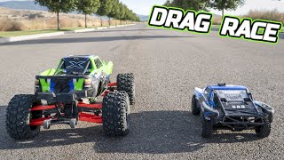 Traxxas Xmaxx 8S and Slash 4x4 VXL Drag Race [upl. by Deva]