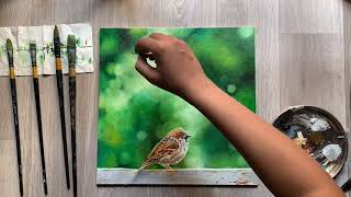 Bird Painting  Acrylic Colors  Blur Background  Painting [upl. by Bazar]