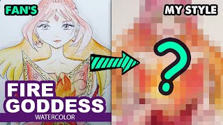 Drawing Fire Goddess l 1 Redraw fan’s painting l Tutorial painting by Huta Chan [upl. by Notlit]