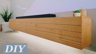 How To Build a Floating Media Console w Undermount LEDs  DIY Woodworking [upl. by Nosilla439]