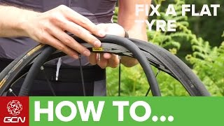 How To Fix A Flat Tyre  Fix A Road Bike Puncture [upl. by Nerhe198]