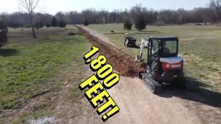 Excavator Trenching for NEW Livestock Waterline with Bobcat E35 [upl. by Nedgo]