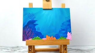 Easy Acrylic Seascape Painting Tutorial  Underwater Coral Reef [upl. by Narok720]