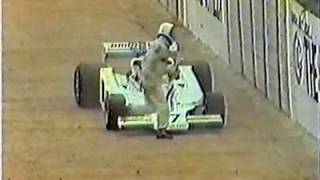 1977  Tom Pryce crash live broadcast TV  Kyalami circuit [upl. by Yllah]