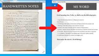 How to Convert Handwritten notes to MS WordWord document  Simplified [upl. by Marci546]