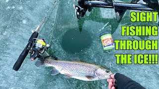 CRAZIEST Ice Fishing Day of my Life SIGHTFISHING Through the Ice [upl. by Anneyehc]