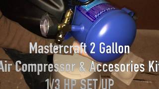 Mastercraft 2 Gallon Air Compressor 13hp  How to Set Up Manual [upl. by Feledy]